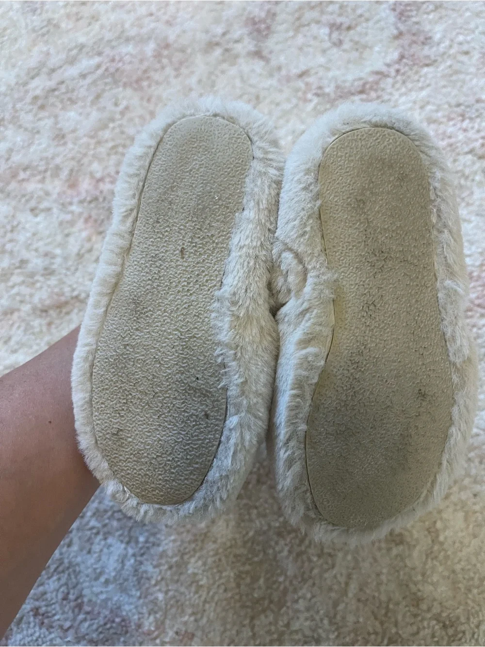 ZARA Cream Faux-Fur Mary Jane Slippers for Kids